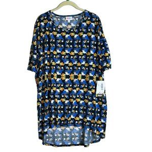 NWT LuLaRoe Irma Hi Low Tunic Top Blouse L Disney Bounding Donald Duck Green